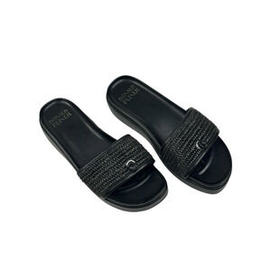 Donald Pliner Farrah Black Raffia Wedge Platform Slide Sandals Sz. 7.5M New $178